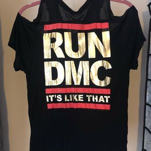 Metallic Cold Shoulder Run DMC Tee